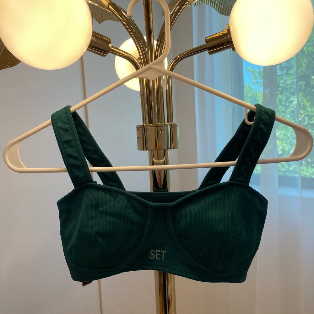 Emerald Green Set Active Sculptflex Contour Bra & Biker Shorts Set - Mojito